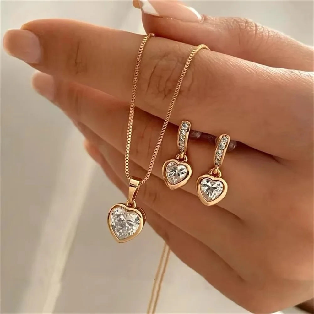 Parure Bijoux Cœur avec Zircon