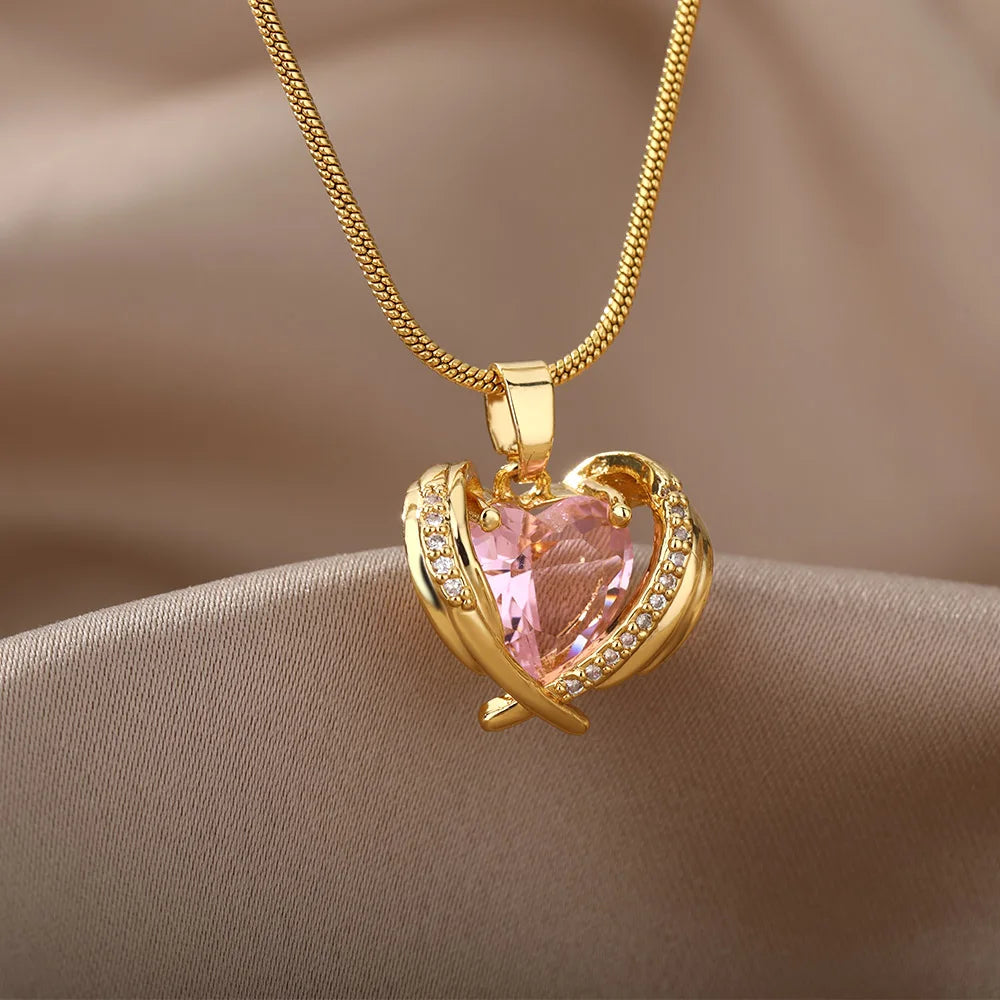 Collier Cœur Rose