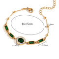 Bracelet Ovale Vert Zircon Plaqué Or 18K