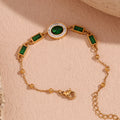 Bracelet Ovale Vert Zircon Plaqué Or 18K