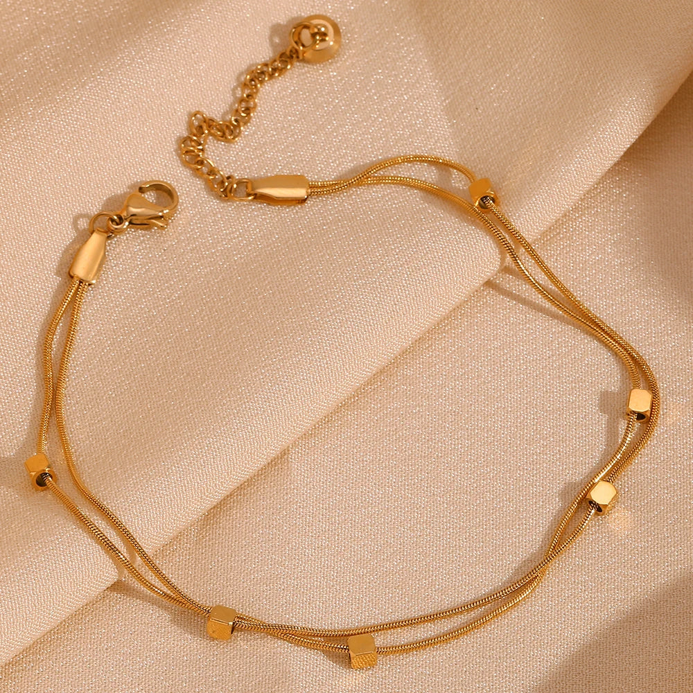 Bracelet De Cheville Double Plaqué